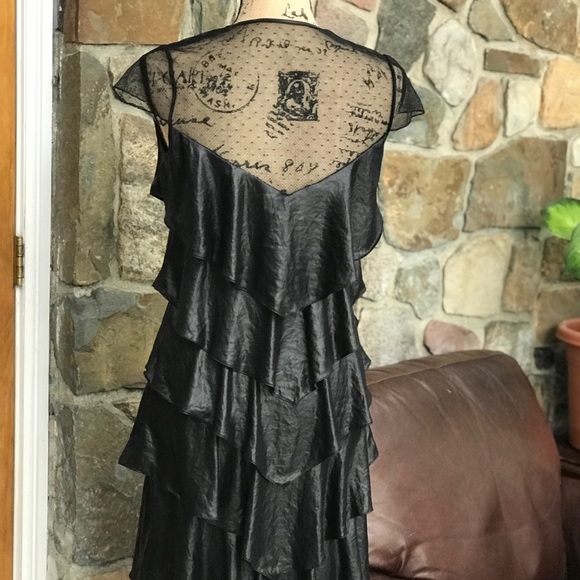 BCBGMaxAria black ruffled tiered dress size S - Picture 4 of 9